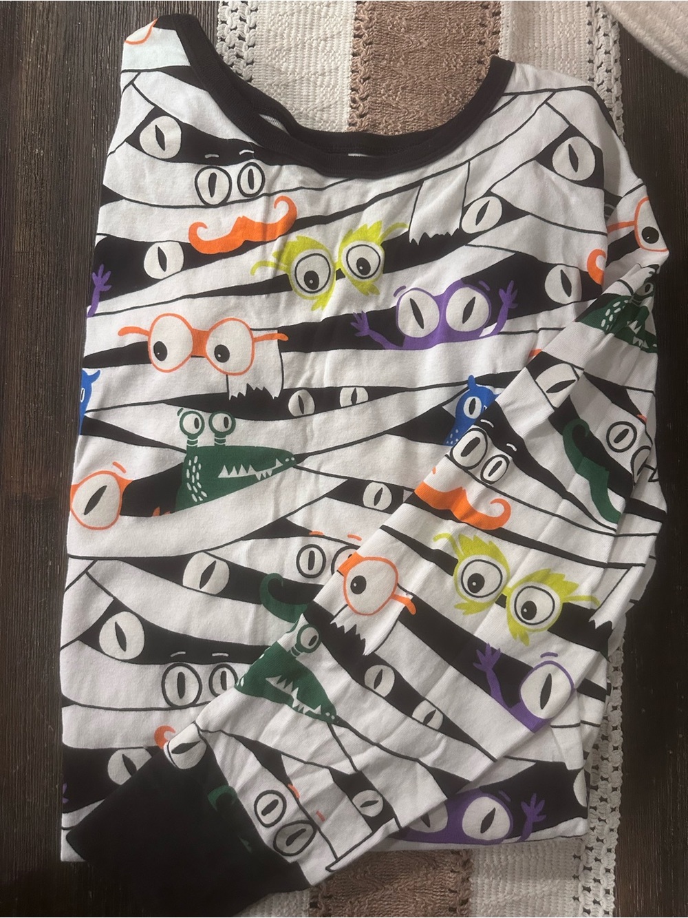 Hyde & Eek Women’s Striped Monster Mummy Print Pajama Top Size XXL